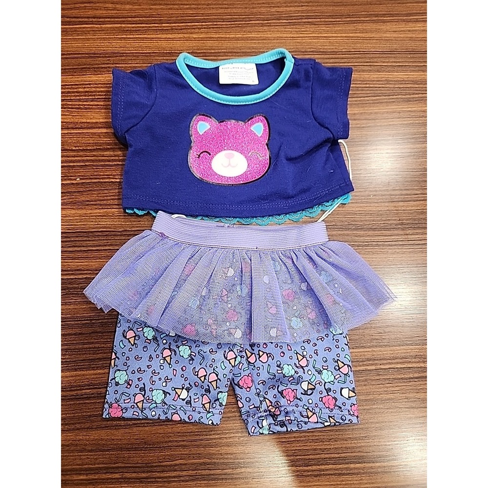 Build‎ A Bear Kabu Cat Catlynn Outfit Skirt With Leggings Shirt Purple